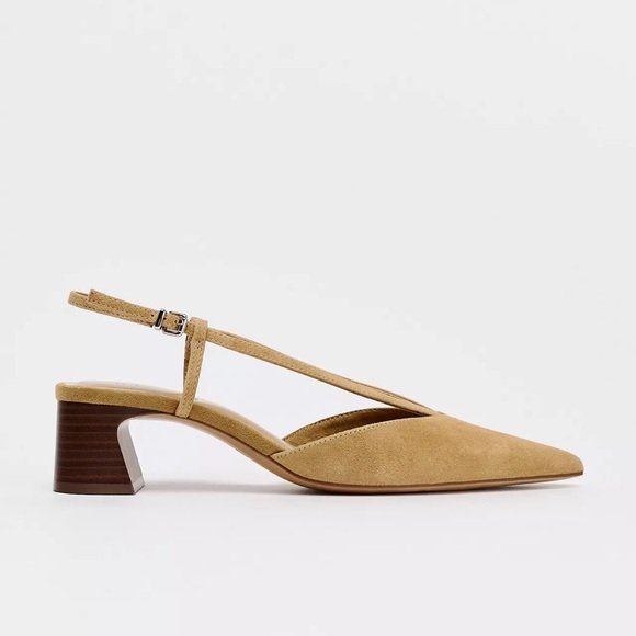 Zara Tan Suede Slingback Pumps - Picture 1 of 8